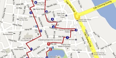 Hanoi luoghi di interesse sulla mappa